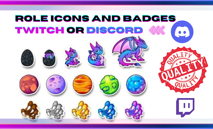 Gig Preview - Design role icons set pack, badges, emotes emoji,  for twitch, discord or kick