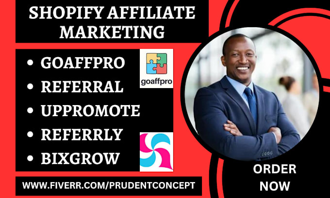 Gig Preview - Setup shopify affiliate marketing website goaffpro uppromote bixgrow referrly