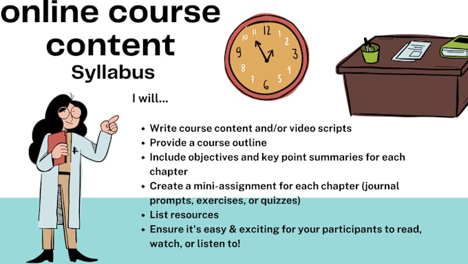 Gig Preview - Write online course content for any subject