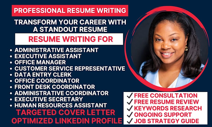 Gig Preview - Professional resume writing for admin, clerical, customer service, cover letter