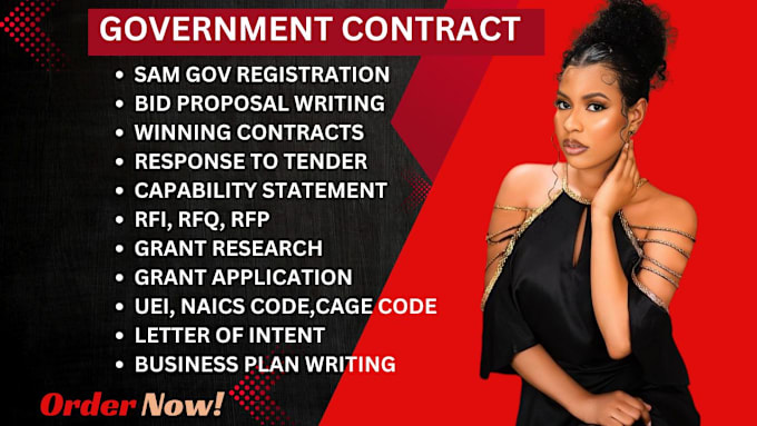 Gig Preview - Do government contract rfi ,rfq, find rfp, cage code, samgov ,grant application