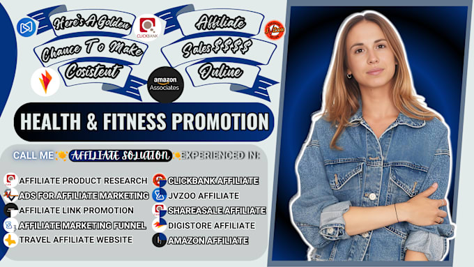 Gig Preview - Promote health and fitness affiliate niche, affiliate link promotion for sales