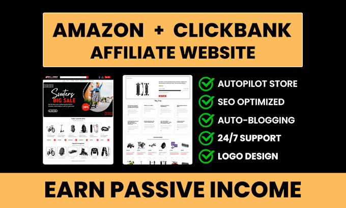 Gig Preview - Build amazon affiliate marketing website with clickbank autoblog