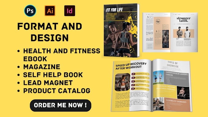 Gig Preview - Book formatting design health fitness ebook magazine catalog indesign, designrr