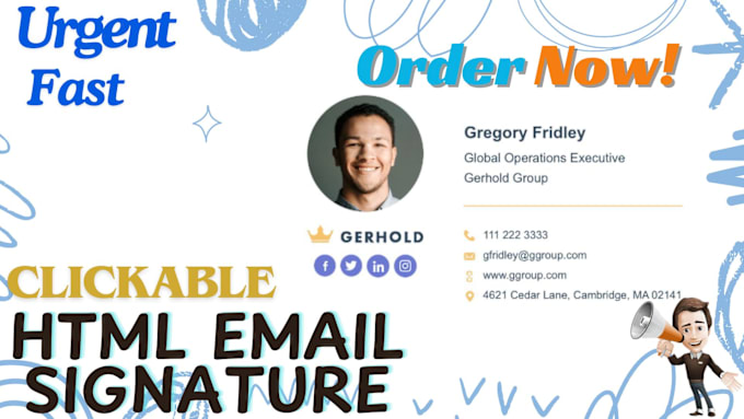 Gig Preview - Create email signature HTML, clickable HTML email signature