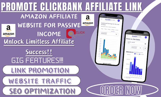 Gig Preview - Promote clickbank affiliate link, amazon affiliate website for passive income