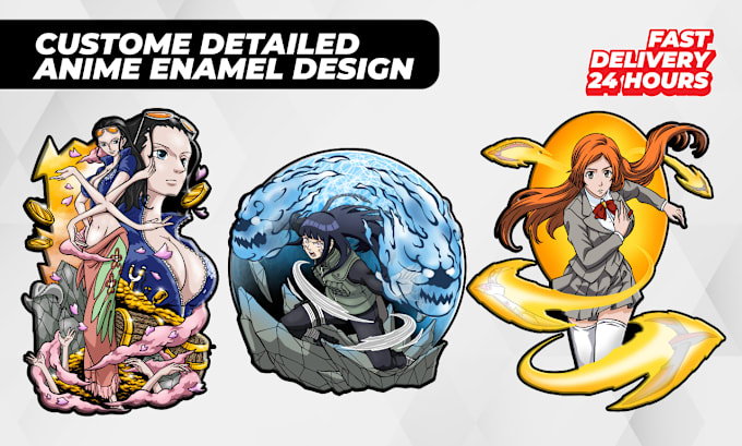 Gig Preview - Create custom cartoon anime enamel pin design illustration