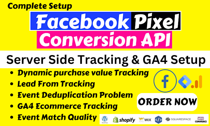 Gig Preview - Setup shopify facebook pixel, conversion API ga4 ecommerce server side tracking