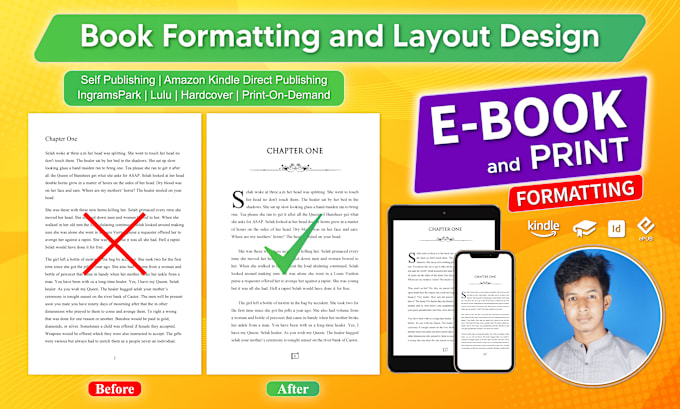 Gig Preview - Do book formatting for kindle ebook, amazon kdp,  ingramspark