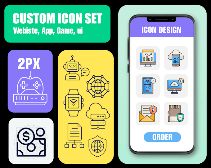 Gig Preview - Create unique vector icons set for website or app in 24 hours