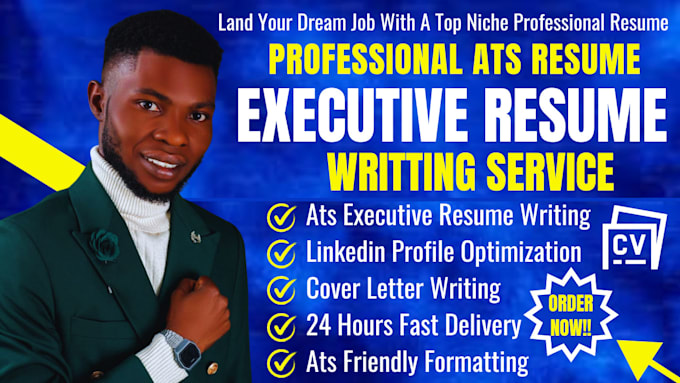 Gig Preview - Write and upgrade your executive resume, cv, cover letter, linkedin with ats,ksa