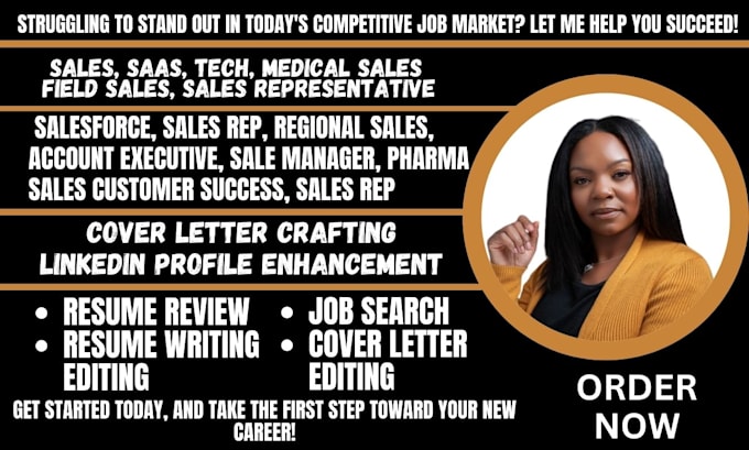 Gig Preview - Do sales, salesforce, medical sales, field sales, tech, saas, sales rep resume