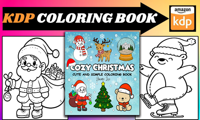 Gig Preview - Draw bold and easy coloring book pages christmas coloring book for amazon KDP