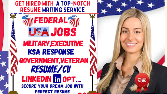 Gig Preview - Write federal resume, ksa response for military, government, veteran and usajobs