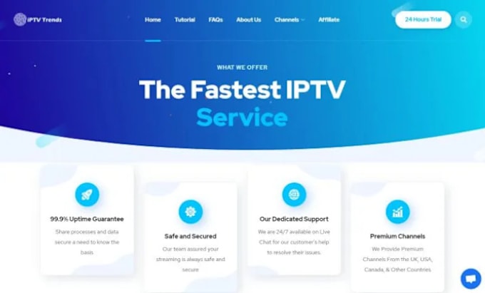 Gig Preview - Create a iptv website for iptv services or iptv reseller