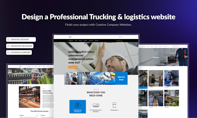 Gig Preview - Design trucking, dispatch, cargo, logistics, courier website