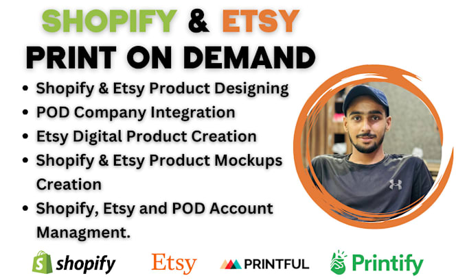 Gig Preview - Design pod shopify, etsy store and do pod integration