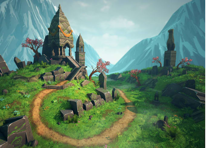 Gig Preview - Create   3d game environment design, 3d landscape game map, game background for