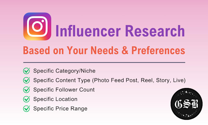 Gig Preview - Find instagram influencers based on your preferences