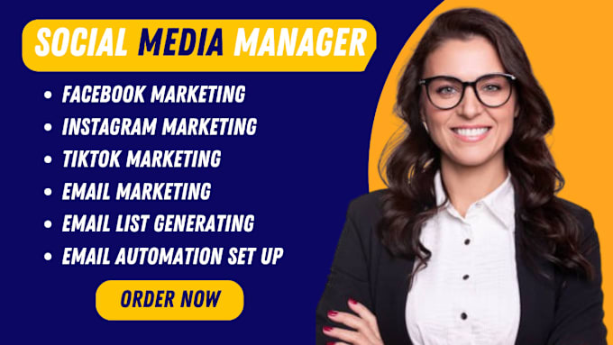 Gig Preview - Be your digital marketing manager social media manager email marketing manager