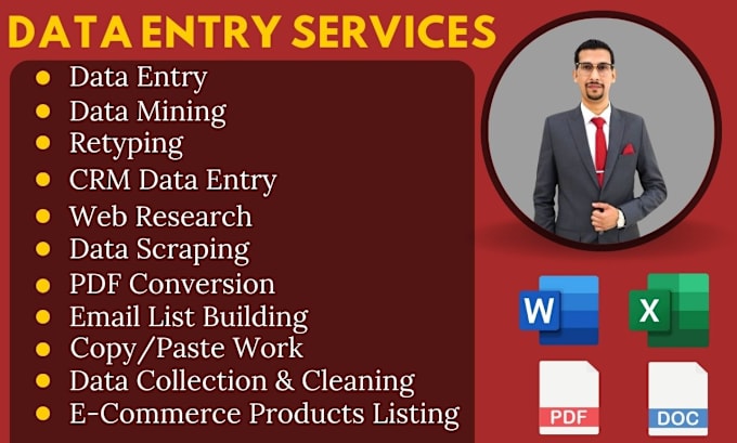 Bestseller - do data entry, web research, data cleaning, copy paste work, typing, pdf to word