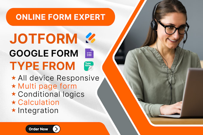 Gig Preview - Design online responsive form quiz, survey using jotform, google forms, typeform