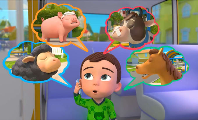 Gig Preview - Do 3d kids animated cartoon character music lyric video, rhymes learning video