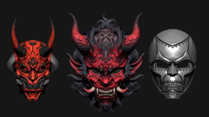 Gig Preview - Sculpt cosplay 3d mask, 3d helmet, 3d oni mask, helmet model for 3d printing