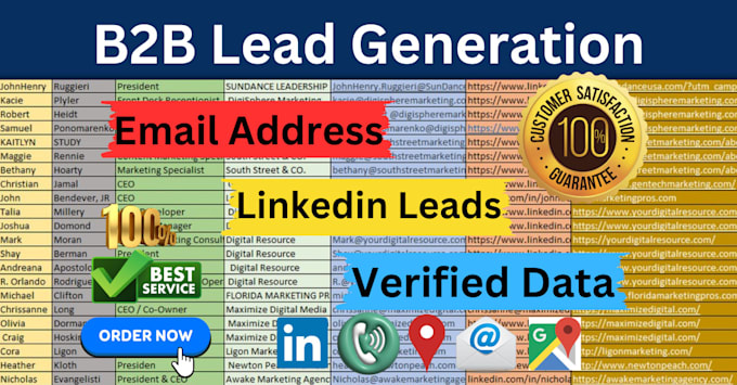 Gig Preview - Do b2b lead generation, find email addresses, and linkedin leads