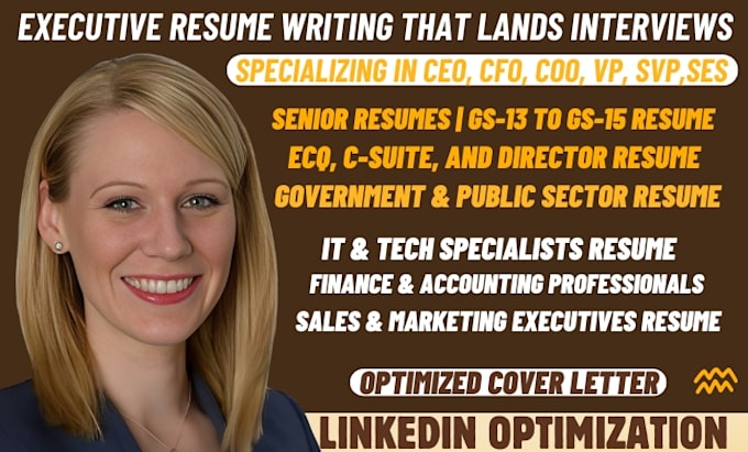 Gig Preview - Write executive, IT, tech, sales director, and senior CEO resumes professionally