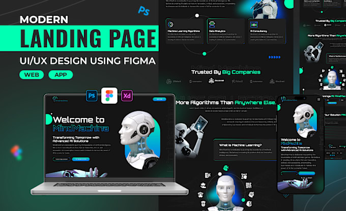 Gig Preview - Design landing page with figma, xd, PSD or landing page UI UX design