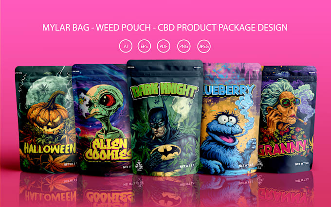 Gig Preview - Design weed, cannabis packaging, mylar bag, jar label design