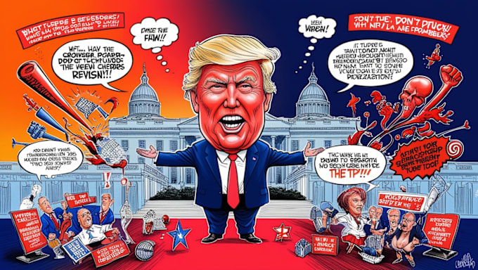 Bestseller - draw digital political editorial cartoon for social media