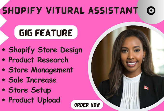 Gig Preview - Be shopify virtual assistant and shopify marketing manager shopify store manager