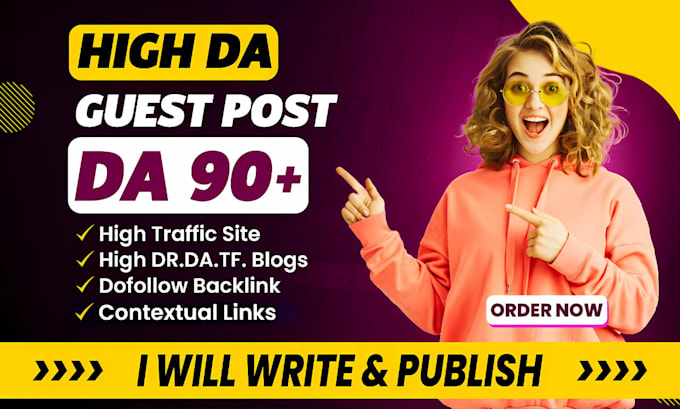 Gig Preview - Write, publish unique guest post dofollow backlinks with high da guest post site