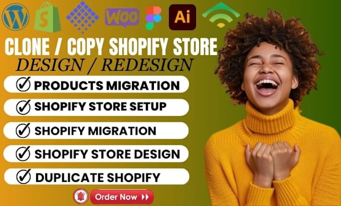 Gig Preview - Clone shopify store migrate shopify store transfer ecommerce store to shopify