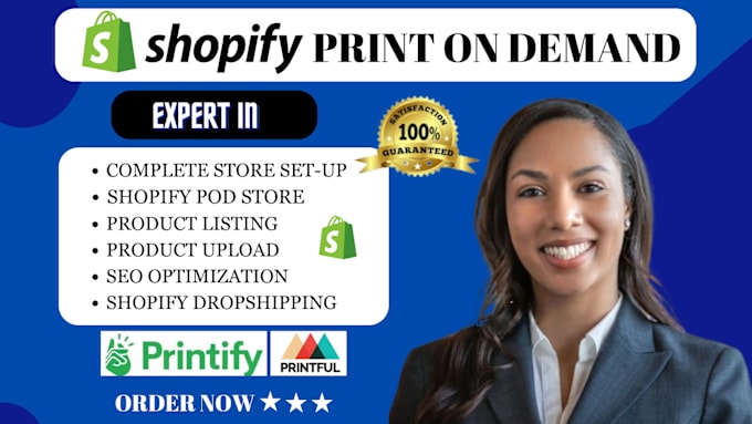 Gig Preview - Create shopify print on demand store, shopify pod website, printify, printiful