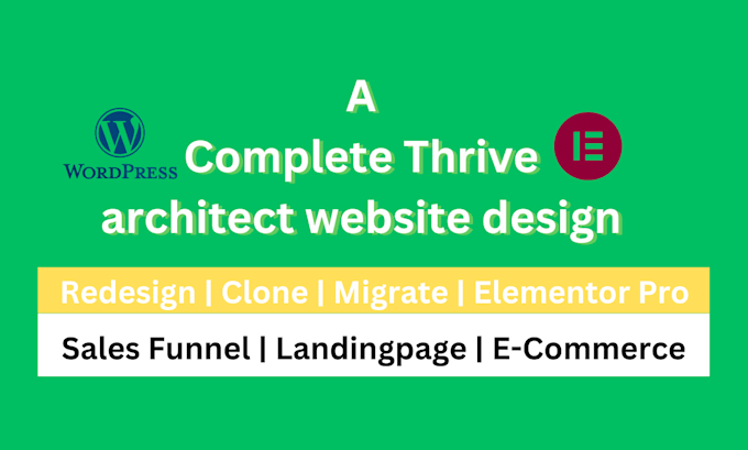 Gig Preview - Do thrive architect website, theme migration and clone with elementor pro