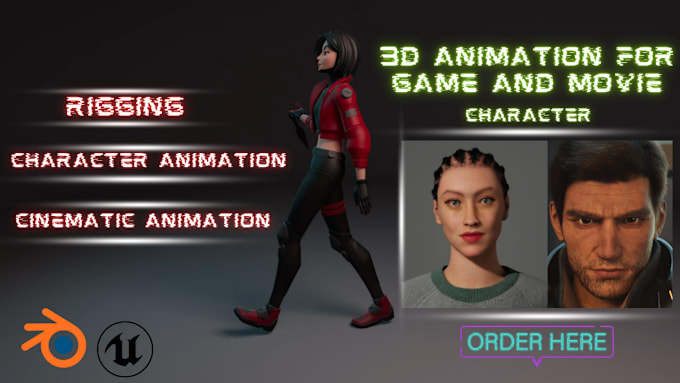 Gig Preview - Rig and create gameplay 3d animations for unreal and unity