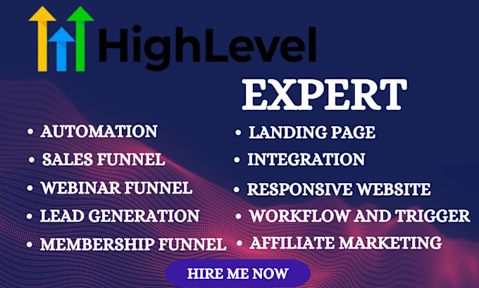 Gig Preview - Do gohighlevel account setup, landing page, sales funnel workflow and automation