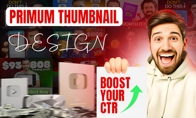 Gig Preview - Do best quality clickbait custom attractive eye catchy youtube thumbnail design