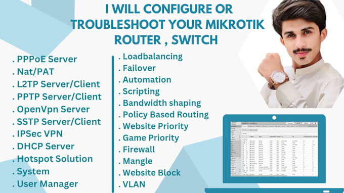 Gig Preview - Configure and troubleshoot mikrotik routers and switches