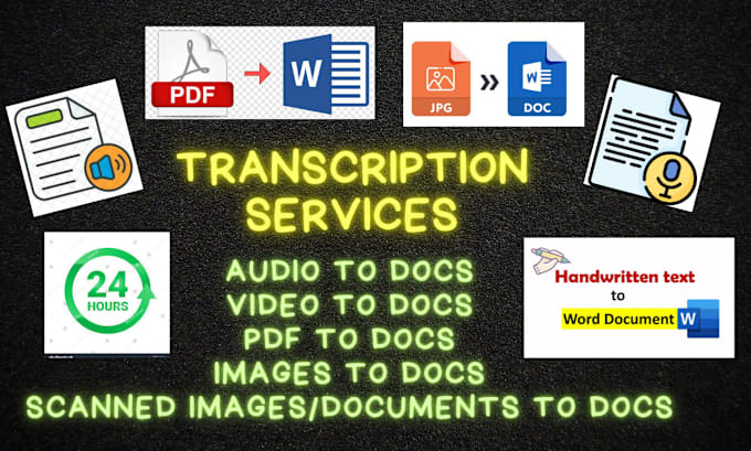 Gig Preview - Transcribe your audio, video, PDF, image, or handwritten files to documents