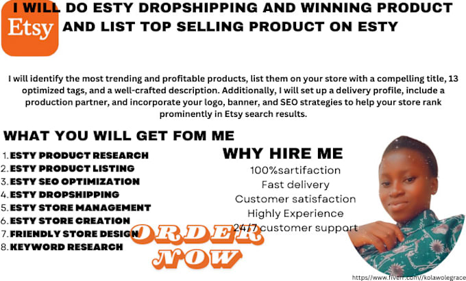 Gig Preview - Do esty dropshipping and winning product and list top selling product on esty