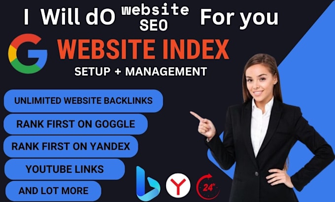 Gig Preview - Index your website on google, yandex, bing, do web SEO, add website backlinks