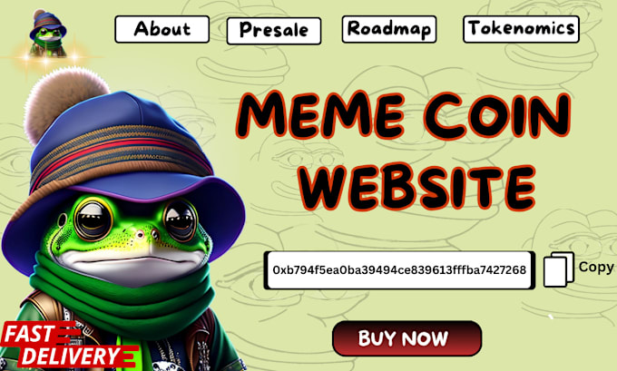 Gig Preview - Meme coin website like pepe website, meme website design, pepe website design