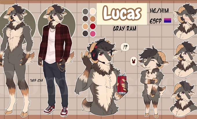 Gig Preview - Create furry reference sheet for your fursona or furry character commission