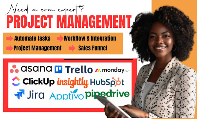 Gig Preview - Setup asana trello clickup monday crm jira insightly apptivo project management