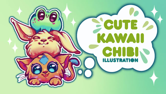 Gig Preview - Draw a cute kawaii chibi sticker or illustration design