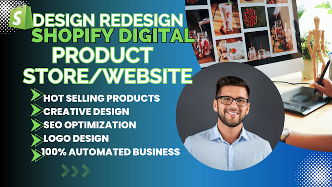 Gig Preview - Build high converting shopify digital products store website